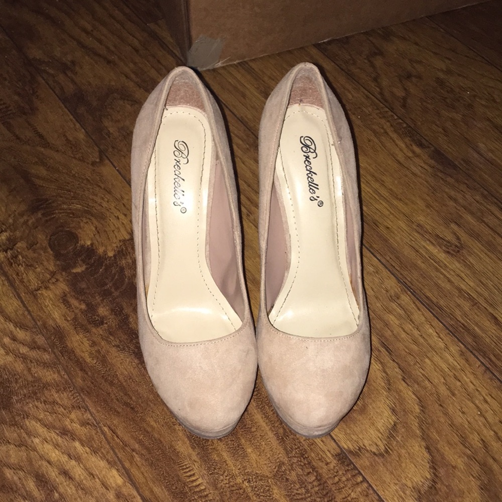 Tan platform heels